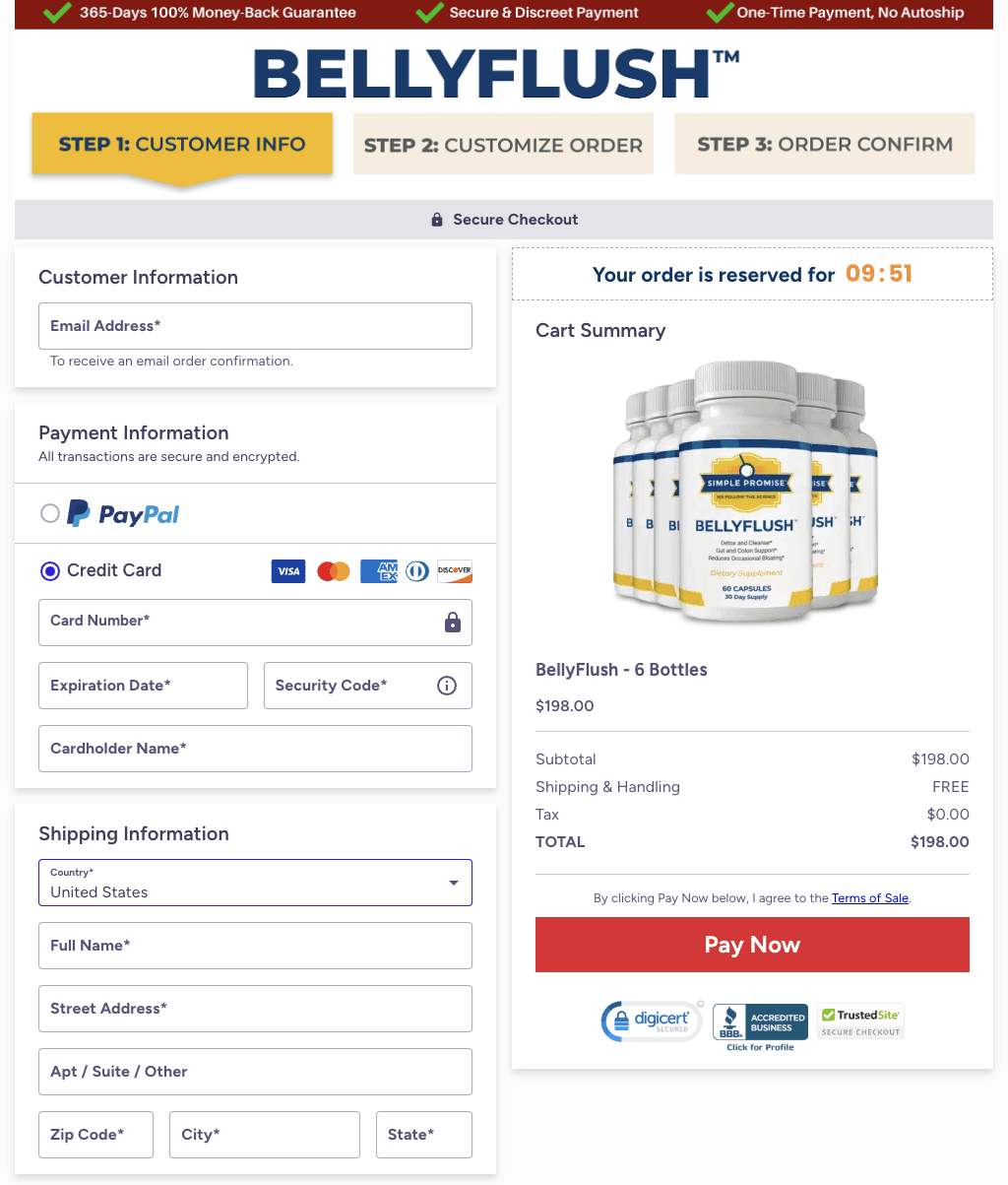 BellyFlush checkout page